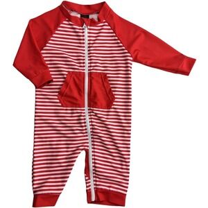 Bonverano Red White Stripe 12 18 Mos 1pc Rash Guard Swimsuit Baby Unisex